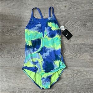 Nike Vibrant Blue and Lime Swimsuit